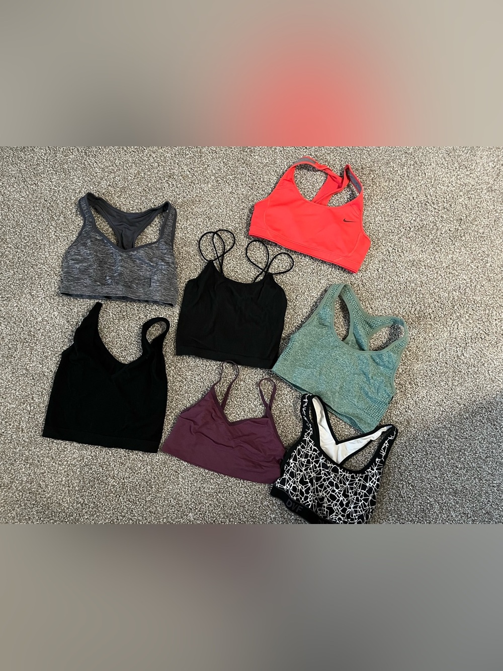Bundle of 7 Sports Bras Bralettes Athletic Wear Gym Workout Training Clothes